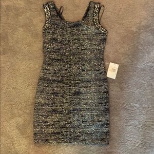 City Triangles Black and Gray Square Neck Bodycon Mini